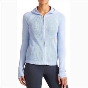 Athleta Outlands Zip Up Waffle Knit Sweater